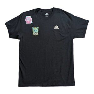 Adidas T Shirt Mens L Black Patch Tee Predator Billiards Retro Casual